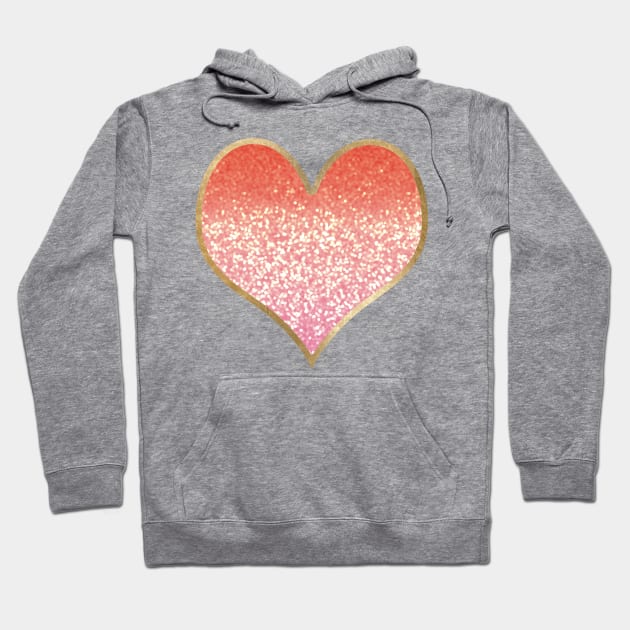 Heart - golden coral pink gradient Hoodie by peggieprints